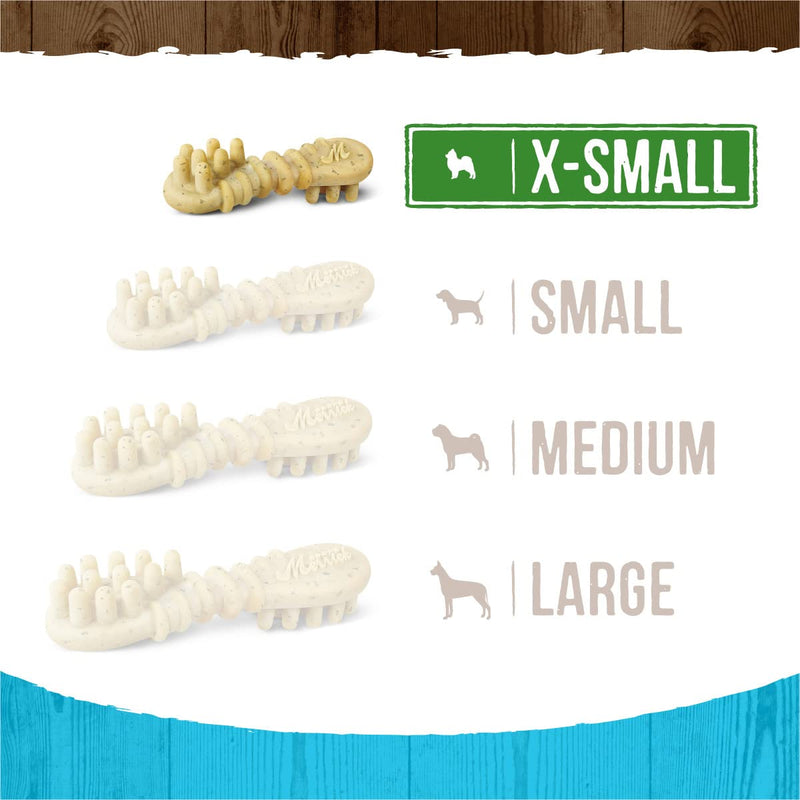 Merrick Fresh Kisses Natural Dental Chews Toothbrush Treat Shape Infused With Real Mint For Tiny Dogs 5-15 Lbs - 78 ct. Box 78 Count (Pack of 1)