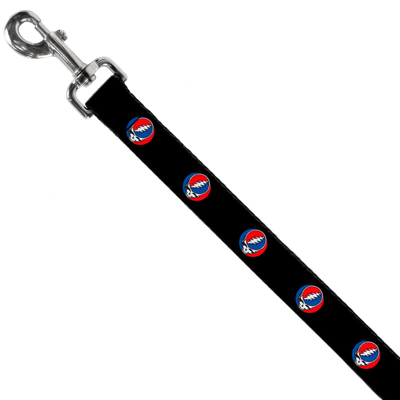 Grateful Dead Pet Leash, Dog Leash, Steal Your Face Repeat Black Color, 6 Feet Long 1.5 Inch Wide 6 Feet Long - 1.5" Wide - PawsPlanet Australia