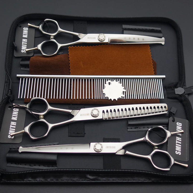 7 inches Safe Dog Grooming Scissors Set with Round Tip,Straight & Thinning & Curved Shears Set with comb for Dog & Cat Grooming (Black 3 in 1 with comb) Black 3 in 1 With Comb - PawsPlanet Australia