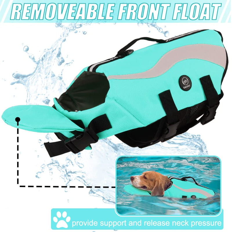 EMUST Life Jacket for Large Dogs, Dog Life Vest for Small/Medium/Large Dogs with Double Rescue Handles, High Reflective Dog Life Preserver for Swimming, Turquoise,L L - PawsPlanet Australia