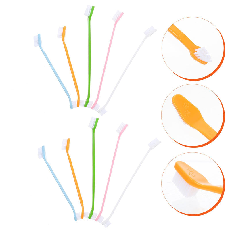 Toyvian 10-piece Toothbrush for Dogs with Soft Bristles for Gentle Teeth Cleaning and Gum Massage. Portable for Small Puppies and Cats