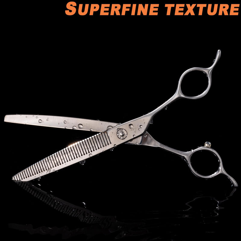 High-end Professional Dog Grooming Curved Thinning Scissors Teeth Blending Shears Pet Texturizing Thinner Blender Shears 7 Inch Extremely Very Sharp Made Of Stainless Steel Alloy For Dog Cat Groomer Matte Silver Curved Thinning 7inch - PawsPlanet Australia