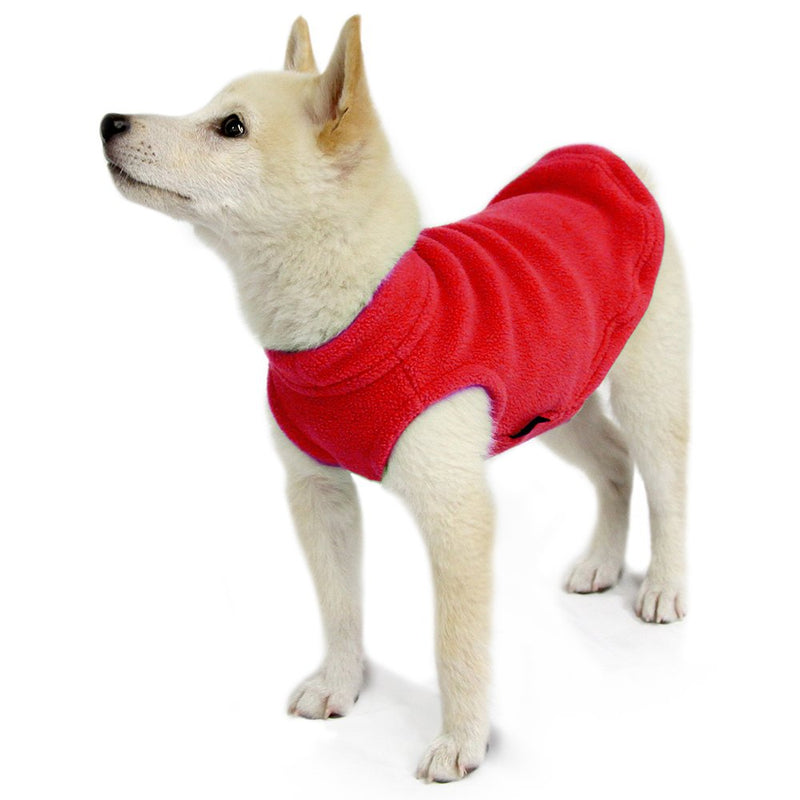 Gooby Stretch Fleece Vest Dog Sweater - Warm Pullover Fleece Dog Jacket - Winter Dog Clothes for Small Dogs, Large Dogs, Boy or Girl - Soft, Super Stretchy Fleece Vest Dog Sweater - Red, Medium Medium Length (11.5")