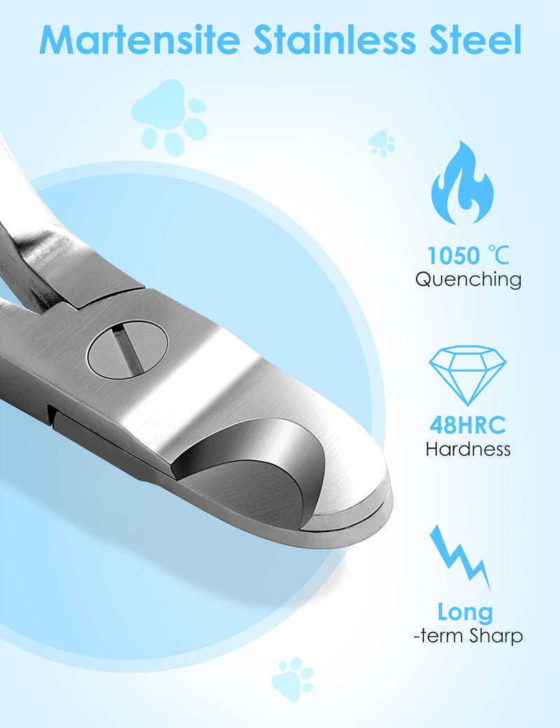 Gobeigo Dog Nail Clippers with Nail File, Professional Heavy Duty Dog Nail Trimmer, Full Martensite Steel Razor Sharp Blade Best for Large Dogs/Thick Toenail Pets/Old Cat, Ergonomic Non-Slip Handles - PawsPlanet Australia