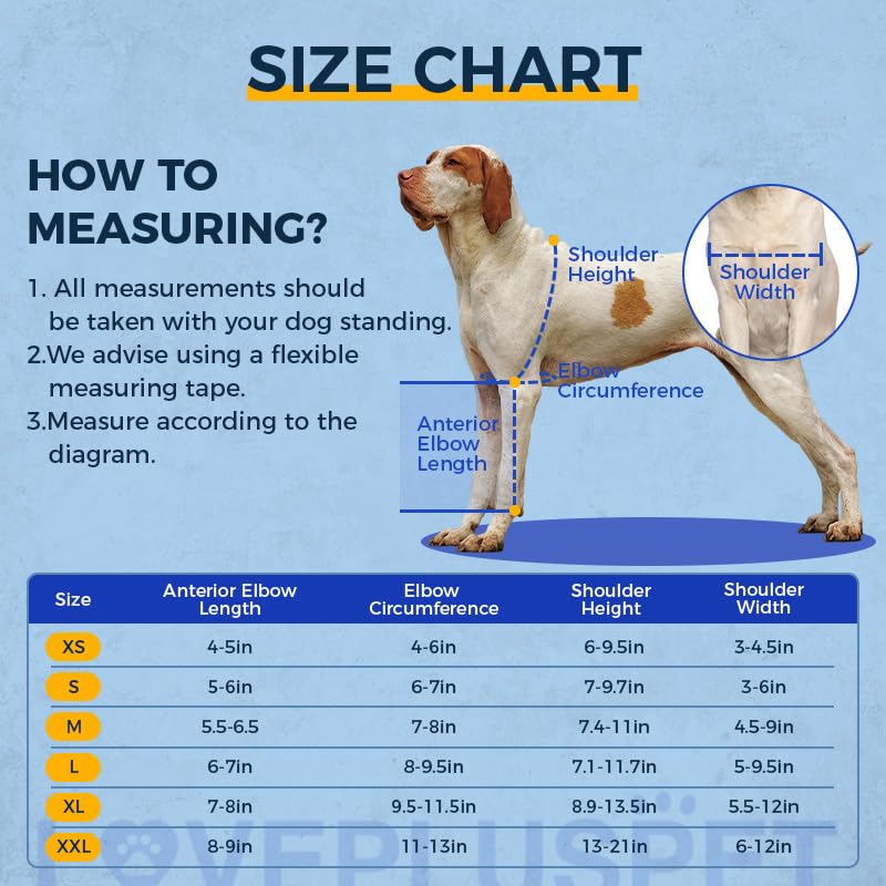 Dog Elbow Brace for Shoulder & Front Leg, Canine Elbow Wrap for Shoulder Dislocation, Pressure Sores, Elbow Injury and Loss of Stability from Arthritis-S/Size