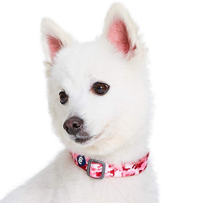Blueberry Pet Essentials Pink Camo Print Camouflage Adjustable Dog Collar, Small, Neck 12"-16"