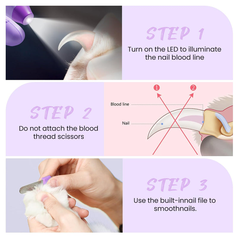 Dog & Cat Nail Clippers,Dog Nail Trimmers Powerful Safety Guard and Nail File to Avoid Over Cutting,Suitable for Large to Medium Dogs Cats,Professional Grooming Tool for Pets,darkviolet - PawsPlanet Australia