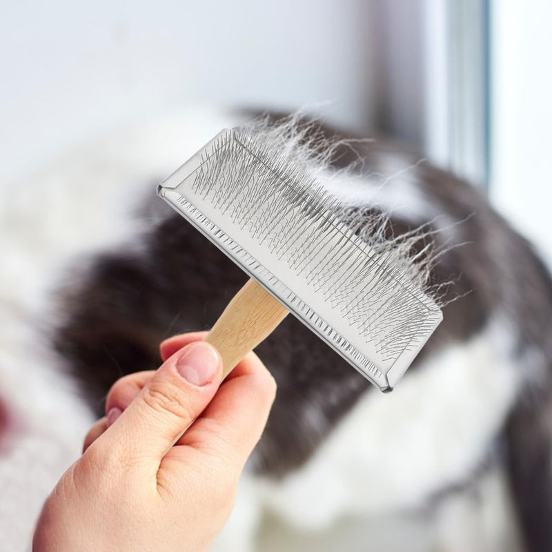 Versatile Wool Comb with Ergonomic Bamboo Handle, Quick Felting and Carding for Wool, Pet Care, Suitable for Craft Projects and Animal Fur Care