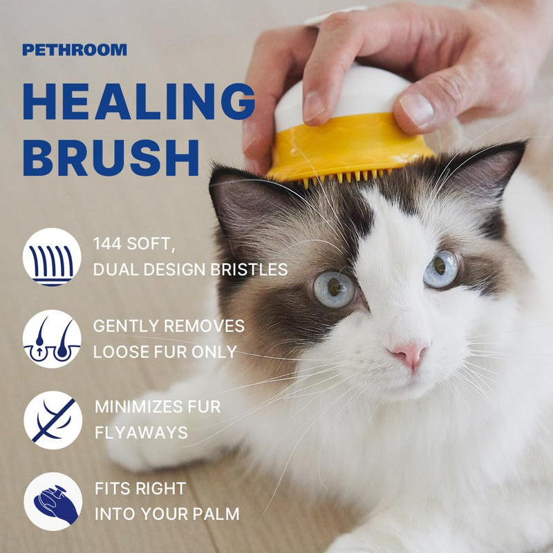[PETHROOM] Premium Healing Silicone Grooming Brush | Safe and Gentle Deshidding Tool for Cats and Dogs | Durable and Portable Pet Brush for Long, Short, or Tangled Fur | Soft Massage Detangler - PawsPlanet Australia