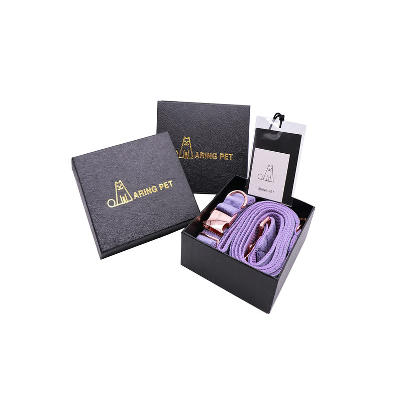 ARING PET Velvet Dog Collar and Leash Set, Soft Purple Dog Collar and Leash, Adjustable Collars for Dogs X-Large - PawsPlanet Australia