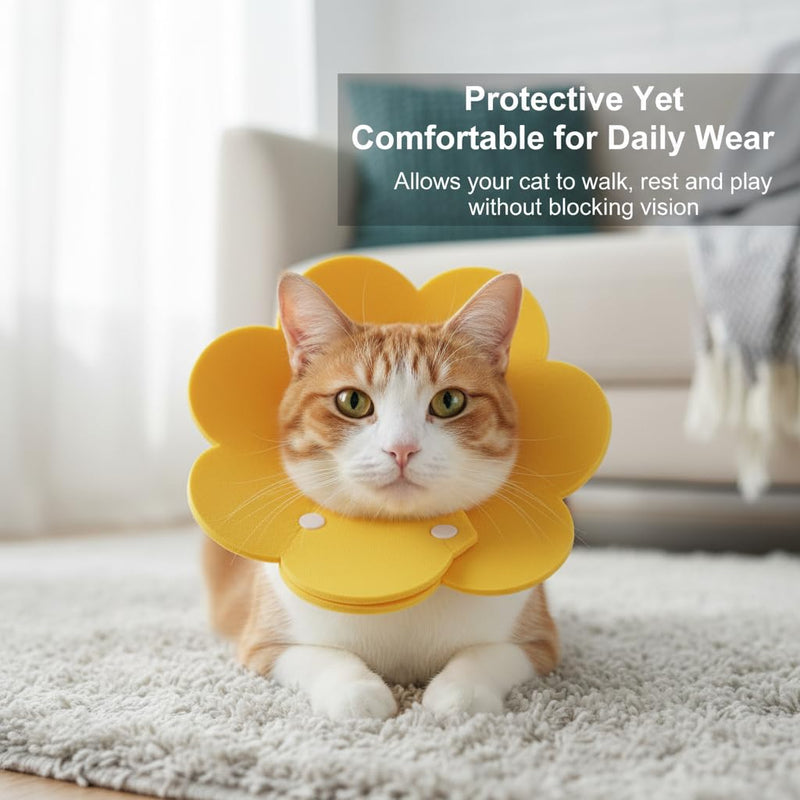 3-Piece Elizabethan Collar Set for Cats, Soft and Adjustable Post-Surgery Recovery Collars for Kittens, Puppies, and Rabbits (Pink, Orange, Yellow)