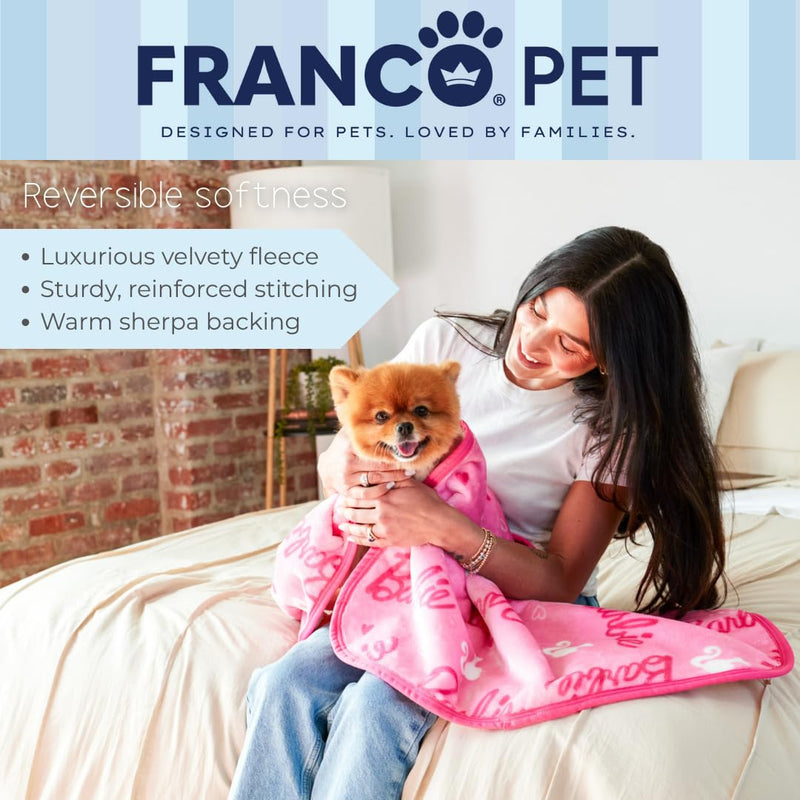 Franco Pet Barbie Super Soft Cozy Waterproof Sherpa-Backed Blanket Throw for Small Dogs, Couch/Bed/Car, 30x40 (Officially Licensed Product) 30 in x40 in - PawsPlanet Australia