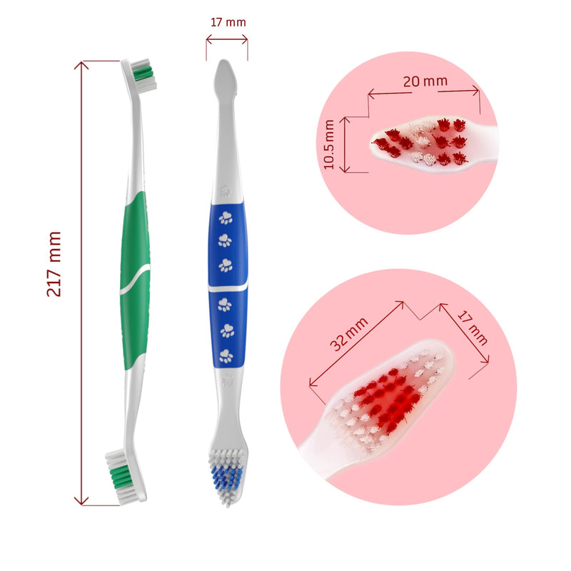 Pet Toothbrush for Dogs, Cats with Soft Bristles - Easy Teeth Cleaning & Dental Care, Non Slip Dual Head Dog Toothbrush for Medium & Large Pets, Toothpaste Not Included (Pack of 4(Multi)) Pack of 4(multi)