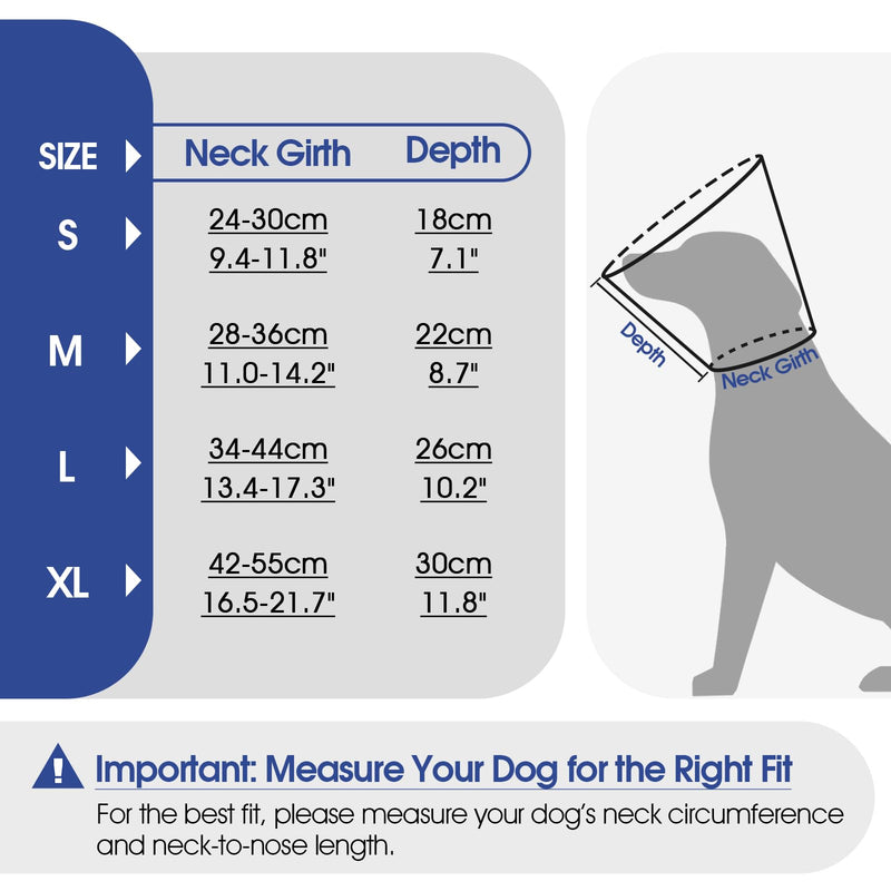 Dog Cone Collar, Protective Buster Collars for Dogs, Transparent Cone for Dogs Prevent Licking, Adjustable Pet Recovery Collar after Surgery, Foldable Medical Cones, Navy Blue XL