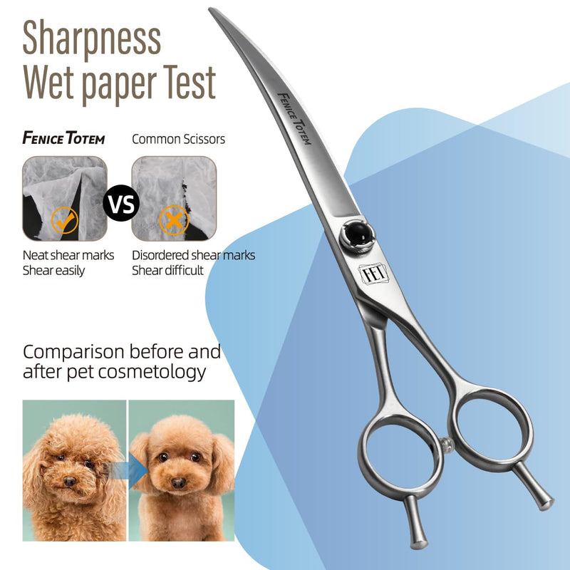 Dog Grooming Scissors: 7.5 inch Pet Curved Shears Made Of Japanese 9CR Advanced Stainless Steel Professional Grooming Scissors for Dogs Cats and Other Pets - PawsPlanet Australia