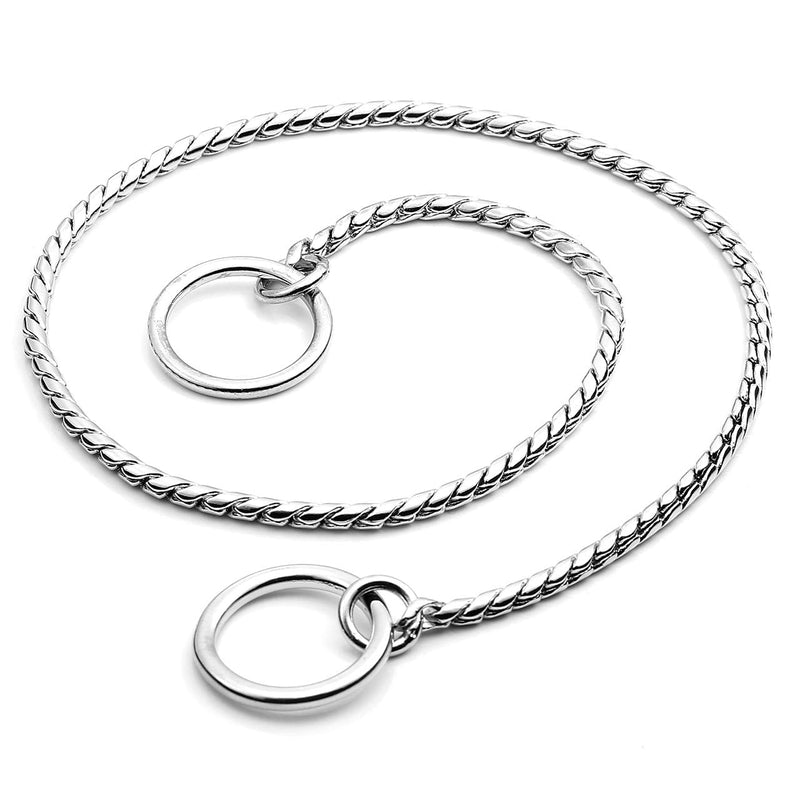 Mogoko Stainless Steel Dog Choke Chain Collar, Puppy Metal Snake Chain Pet Show Slip Collar Choker for Training Walking (Silver;16.0"*3.0mm) 3.0mm x 16.0 inch Silver