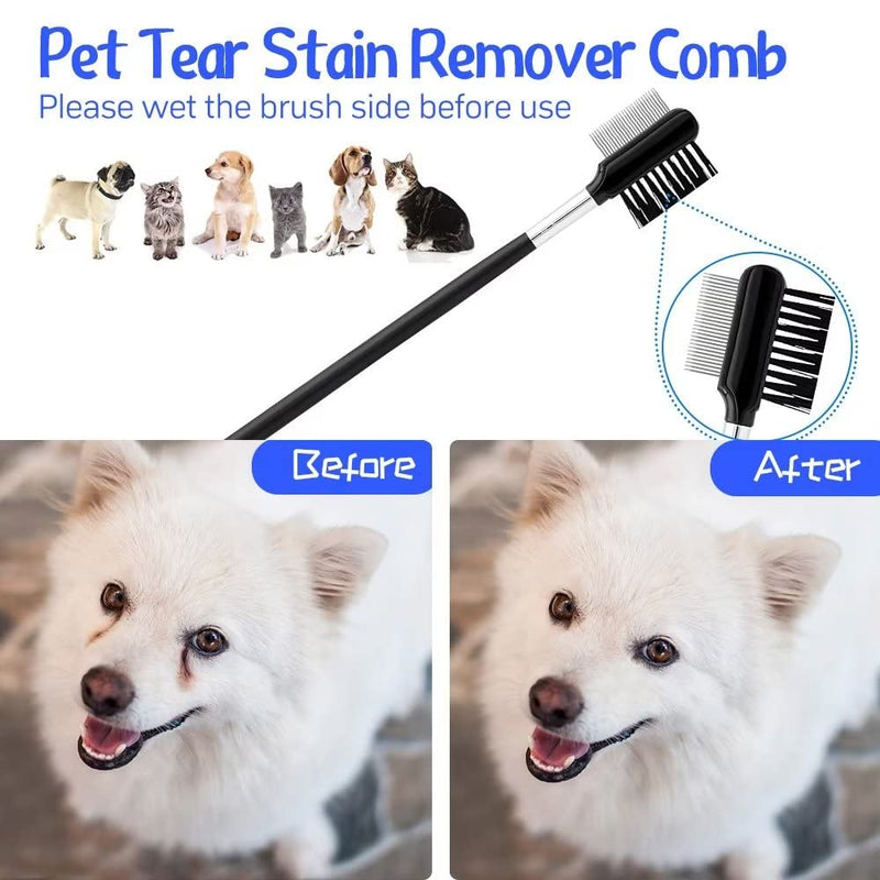 Pet Grooming Comb Kit - Flea Combs for Dog and Cat, 5Pcs Lice Combs and Tear Stain Remover Comb with Stainless Steel Teeth, Professional Pet Grooming Tool with Portable Bag for Removing Knots & Tangle Blue + Balck 5 Piece Set - PawsPlanet Australia