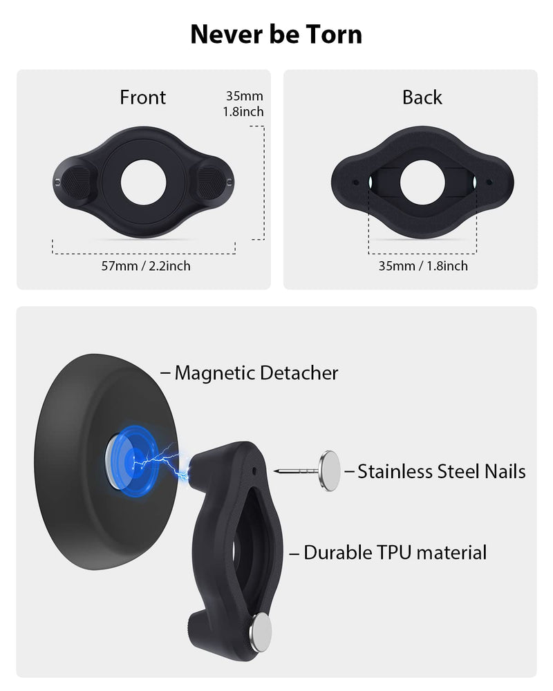 AirTag Holder Fit All Dog Collars Harness, Stouchi Innovative Style Protective AirTag Case with Pins Fixing Buckle for iPhone, AirTag Pet, Dog and Cat AirTag Mount Black-1 Pack - PawsPlanet Australia