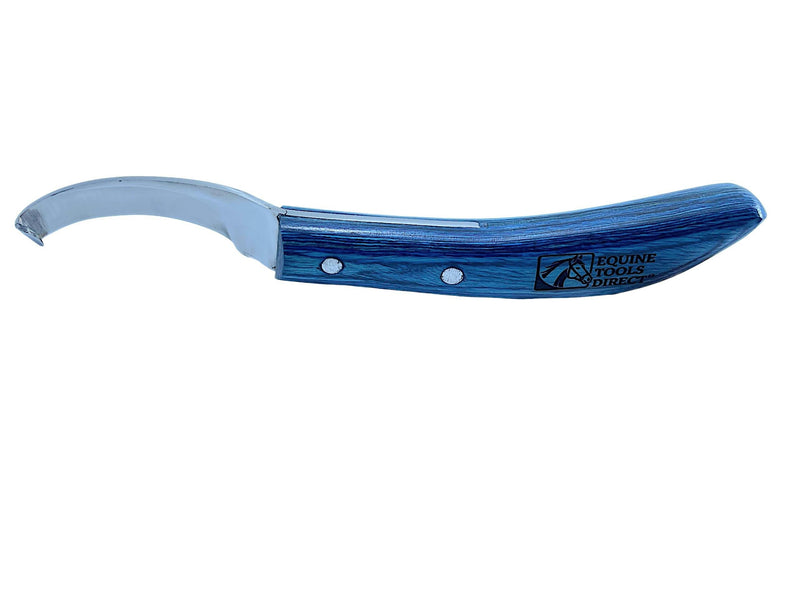Curved Blade Hoof Knife, J2 420 Magnetic Stainless Steel, Right-Hand, Ergonomic Blue Handle, Professional Farrier Trimming Tool Right-Handed