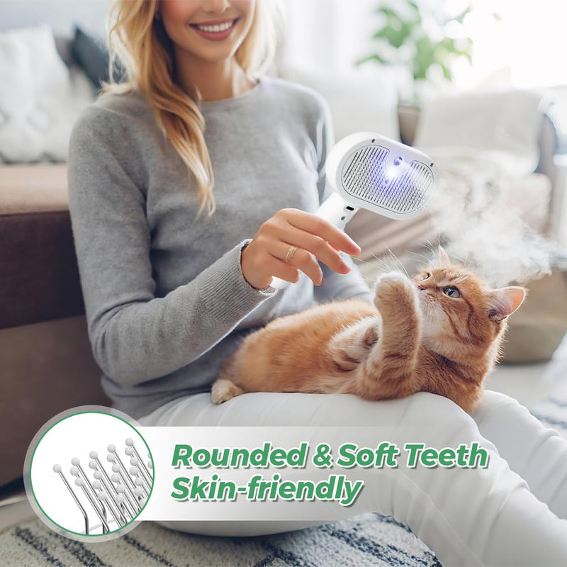 Cat Steam Brush, Cat Brushes for Indoor Cats, Pet Spray Hair Removal Comb Rechargeable Steam Brush with Release Spay Comb for Long Short Haired Massage Shedding Grooming Steaming Dog Kitten