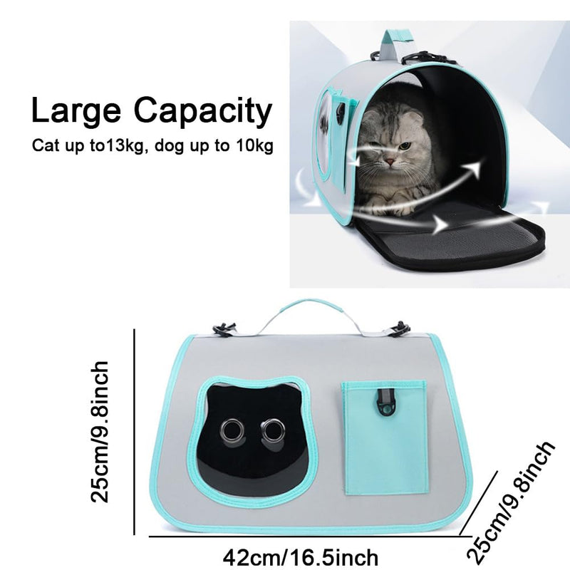 Cat Bag for Going Out, 17 * 10inch Portable Tote Hundred Pet Bag, Large Capacity Shoulder Slanting Cross Cat Dog Bag Blue - PawsPlanet Australia