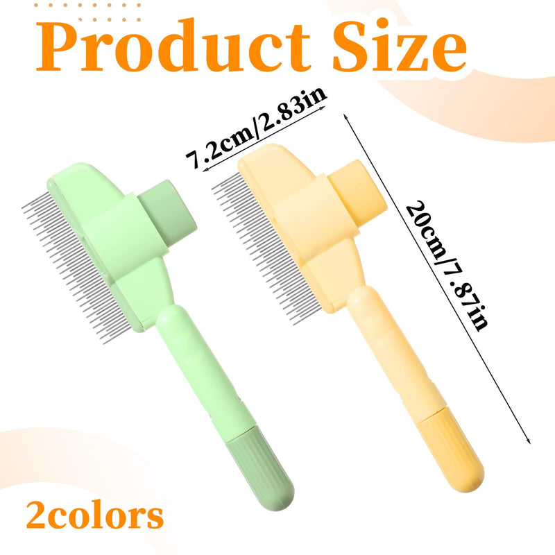 2 Pcs Pet Hair Comb Self Cleaning Cat Flea Brush with Release Button Comfort Safety Stainless Steel Brush Short Long Hair Removal Dogs Grooming Comb for Shedding Tangles - PawsPlanet Australia