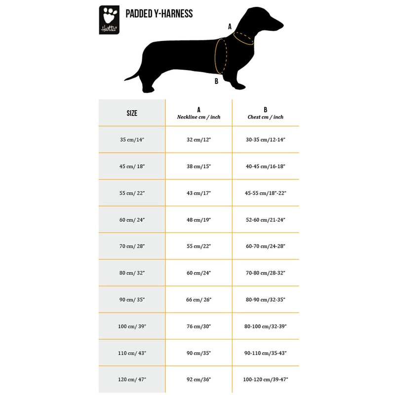 Hurtta Padded Dog Y-Harness 2, Raven, 22 in 22" - PawsPlanet Australia