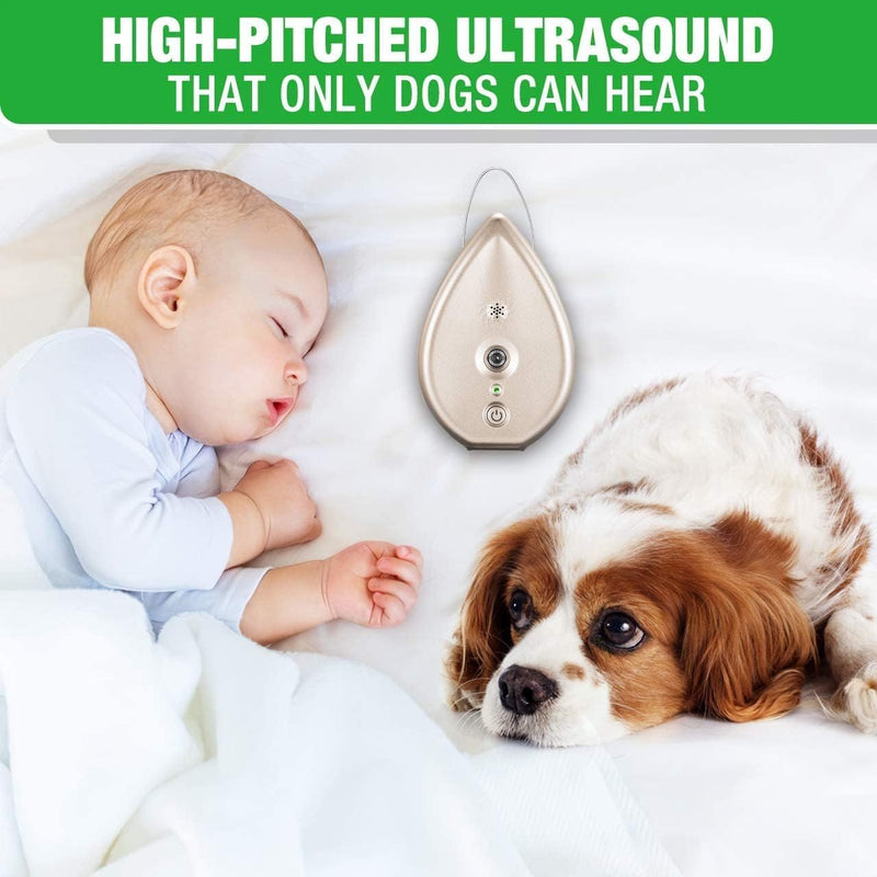 MODUS Anti Barking Device for Dogs, Ultrasonic Barking Deterrent with 3 Level Modes/Irregular Ultrasound Frequency/Automatically Bark Box Electronic Dog Whistle Neighbors Dog Silencer Up to 50ft Gold