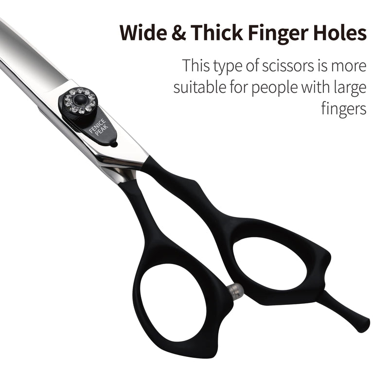 Fenice Peak 7'' Professional Curved Dog Grooming Scissors Heavy and Anti-Slip Black Handler 440C Stainless Steel Pet Cutting Shears Safety Trimming Shearing for Dogs Cats 7'' - PawsPlanet Australia