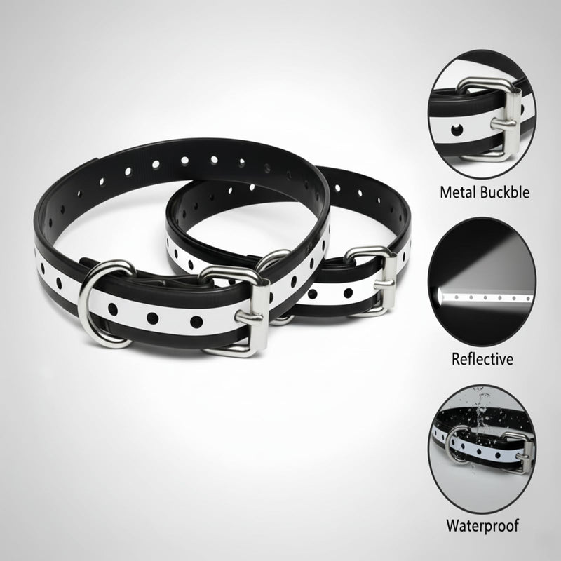Dog Collar Strap for Most of Electronic Training Shock Collar Receivers-Adjustable Durable Waterproof Odorless 3/4 Inch Collar Replacement for Barking Fence-Pet TPU Collar Strap - Black Black TPU - PawsPlanet Australia