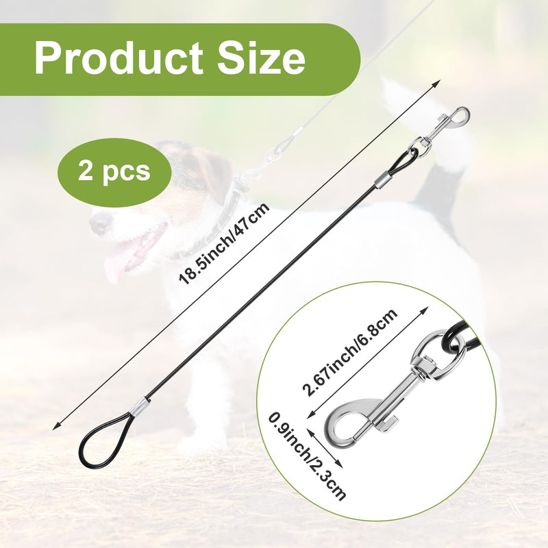 Xindojuz 2 PCS Chew Proof Dog Leash Extender for Training, Retractable Dog Leashes Heavy Duty for Small Dogs, No Tangle Multiple Two Dogs Leashes for Collars & Harnesses (Black, 15.75 Inch/40 cm) Black - PawsPlanet Australia