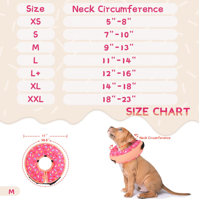 Supet Inflatable Dog Cone Collar for Large Medium Small Dogs, Soft Cone Collar for Dogs Cats, E Collar Dog Neck Donut Dog Cone Alternative After Surgery Donut Pink M(Neck 9"-13") - PawsPlanet Australia