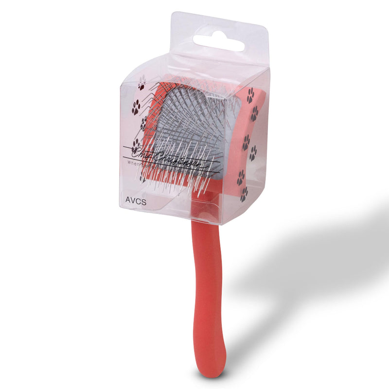 Chris Christensen Baby G Dog Slicker Brush for Dogs (Goldendoodles, Labradoodles, Poodles), Groom Like a Professional, Fluff Detangle Style, Saves Time Energy, Coral, Small