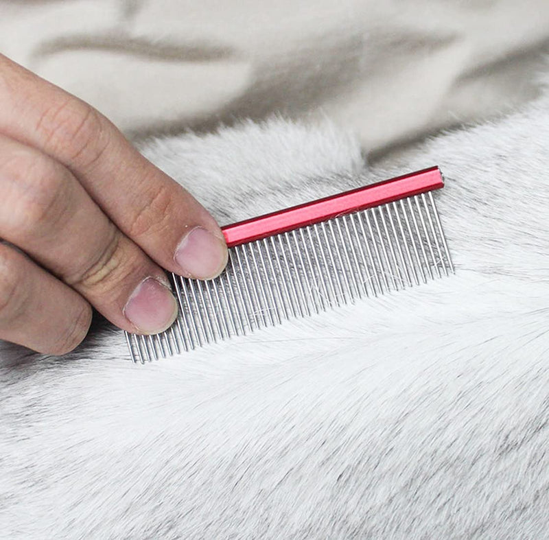 Grooming Comb with Rounded Ends - Rat Tail Design for Dematting and Hairstyling Cats & Dogs, Float Hair Removal One Size Purple - PawsPlanet Australia