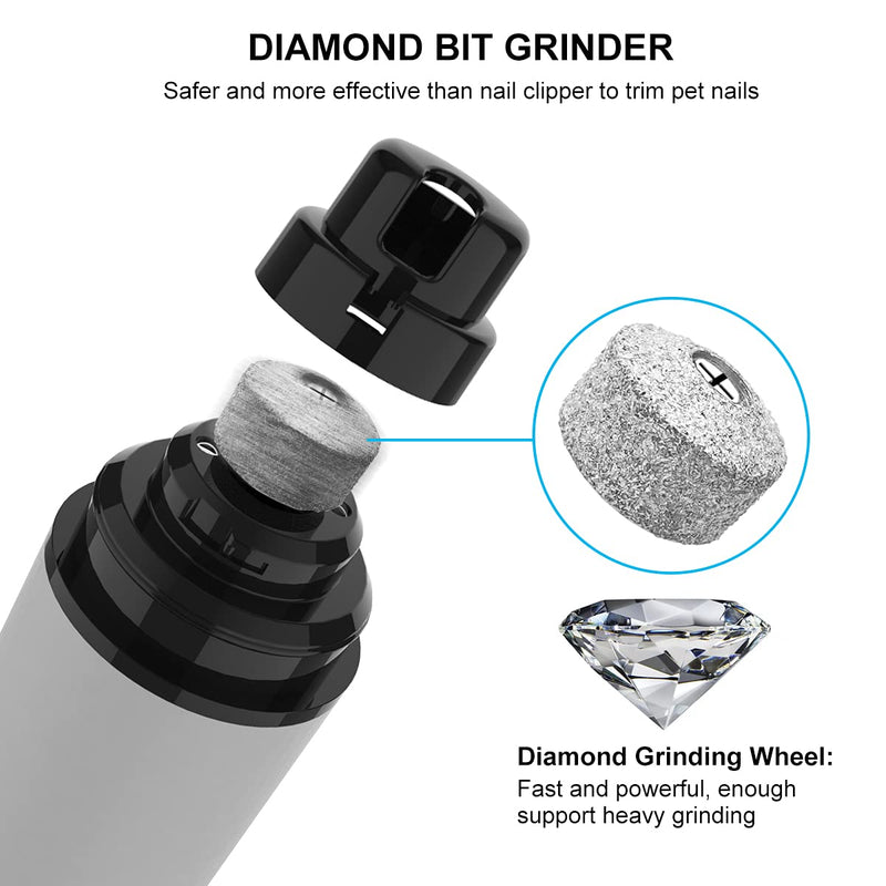 Dog Nail Grinder 10h Working Time Powerful Professional Quiet Electric Pet Nail Trimmer Stepless Speed Regulation Painless Nail File for Large Medium Small Dogs and Cats Black with LED - PawsPlanet Australia