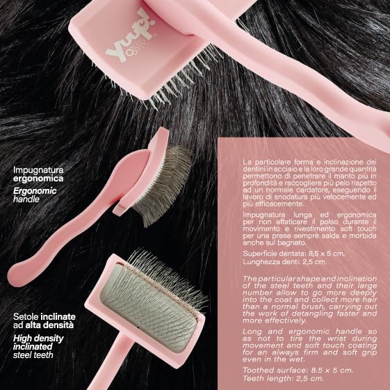 YUUP! - PINKBRUSH MINI Professional Long Teeth High Density Hair Brush Dog Cat Grooming Accessories - PawsPlanet Australia