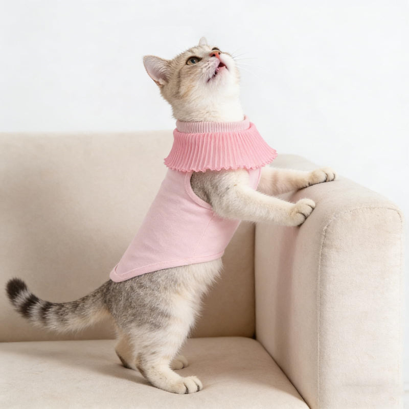 ibasenice Cat Surgical Onesie, Breathable, Elastic Material, Pink, Size S, Postoperative Recovery Clothing for Kittens and Cats for Wound Covering after Neutering