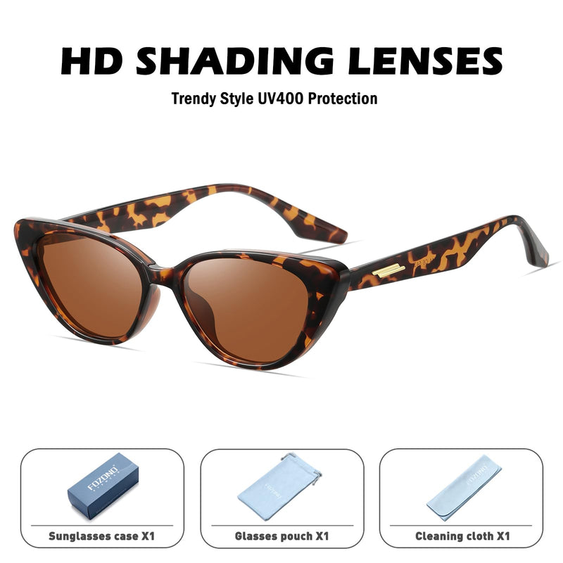 Retro Vintage Narrow Cat Eye Sunglasses for Women 90s Small Chic Trendy Sunnies UV400 Party Driving FZN7514 Tortoise / Brown - PawsPlanet Australia