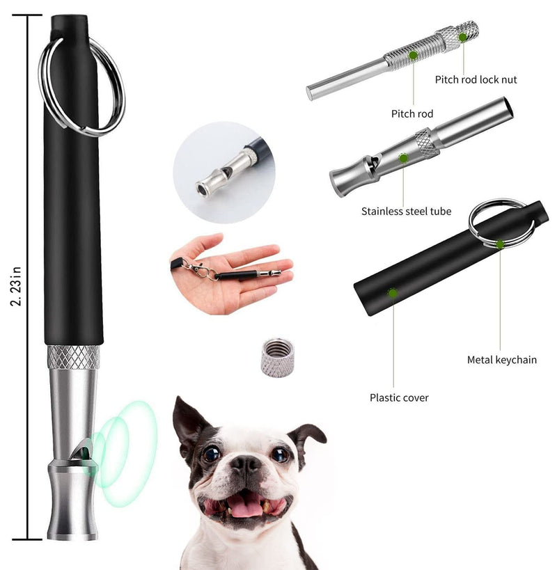 Dog Whistle 2 Pack, Black Dog Whistle to Stop Barking for Dogs, Professional Recall Dog Training Whistles, Adjustable Ultrasonic Silent Dog Whistle to Stop Barking Control Devices, with Lanyard