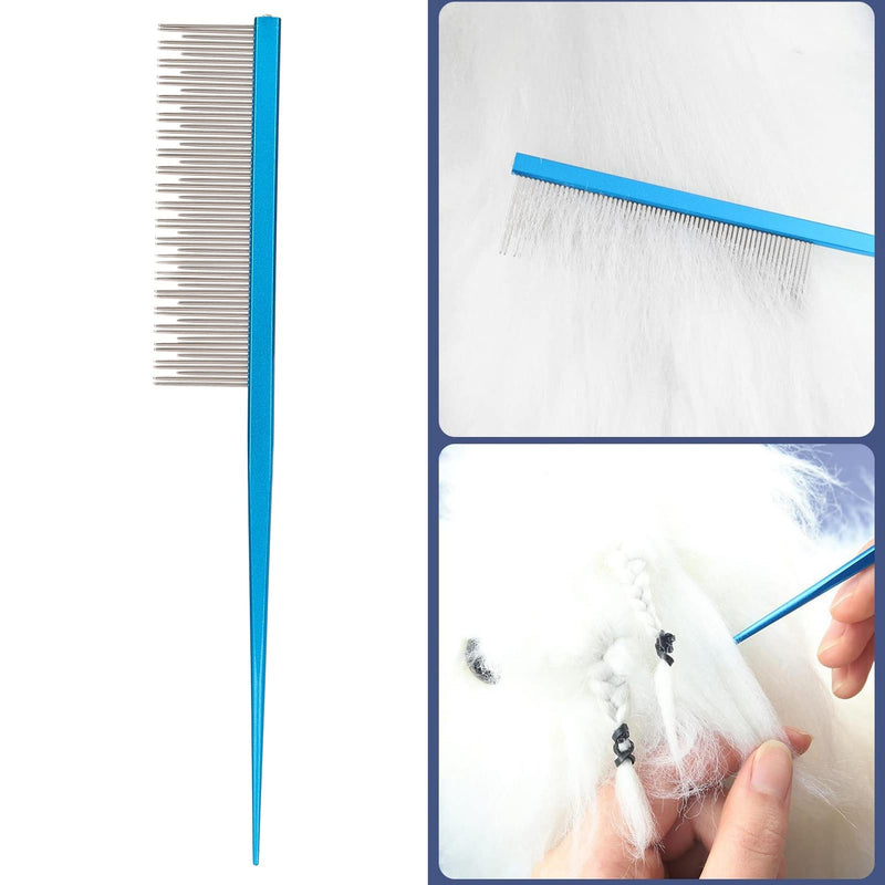 LIZEALUCKY Round Tooth Metal Dog Comb is Used for pet Hair Comb of Dogs and Cats to Remove Hair Knots and Entanglement. Professional pet Hair Comb Styling Comb blue
