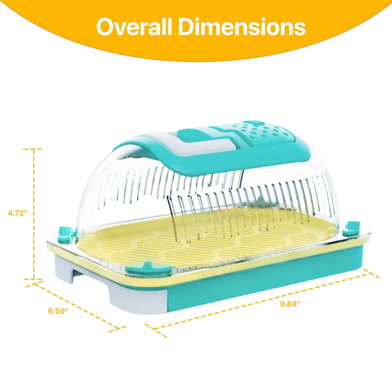 Small Animal Carrier & Insect Carrier with Clear View Lid – Ventilated Habitat Box & Removable Tray for Hamsters, Lizards, Hermit Crabs, Insects, Butterfly Habitat Observation Blue
