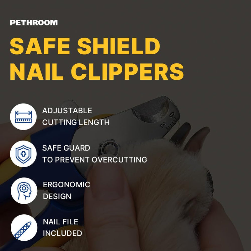 PETHROOM] Dog Nail Trimmer Safe Shield Clippers with Nail File | Quick Easy Professional Trimming |Transparent Guard Guide for Pet Grooming | No Overcutting - PawsPlanet Australia