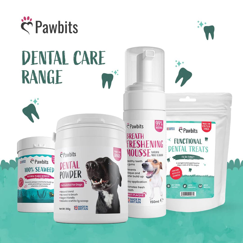 Dog Dental Powder with Scoop - Tartar & Plaque Remover for Dogs Oral Hygiene Powder - Fight Tartar, take Plaque Off & stops Bad Breath in Dogs,Cats & Pets - UK Made.100g - PawsPlanet Australia