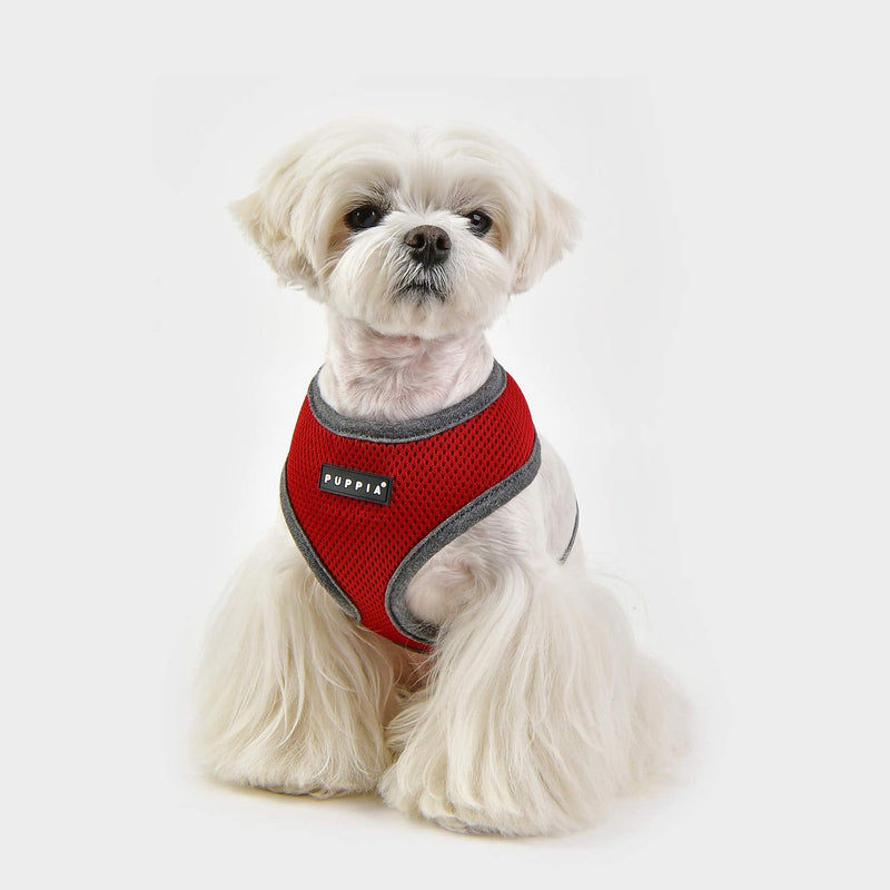Puppia Soft Dog Harness II and adjustable harness for small or medium dogs, Wine Red M