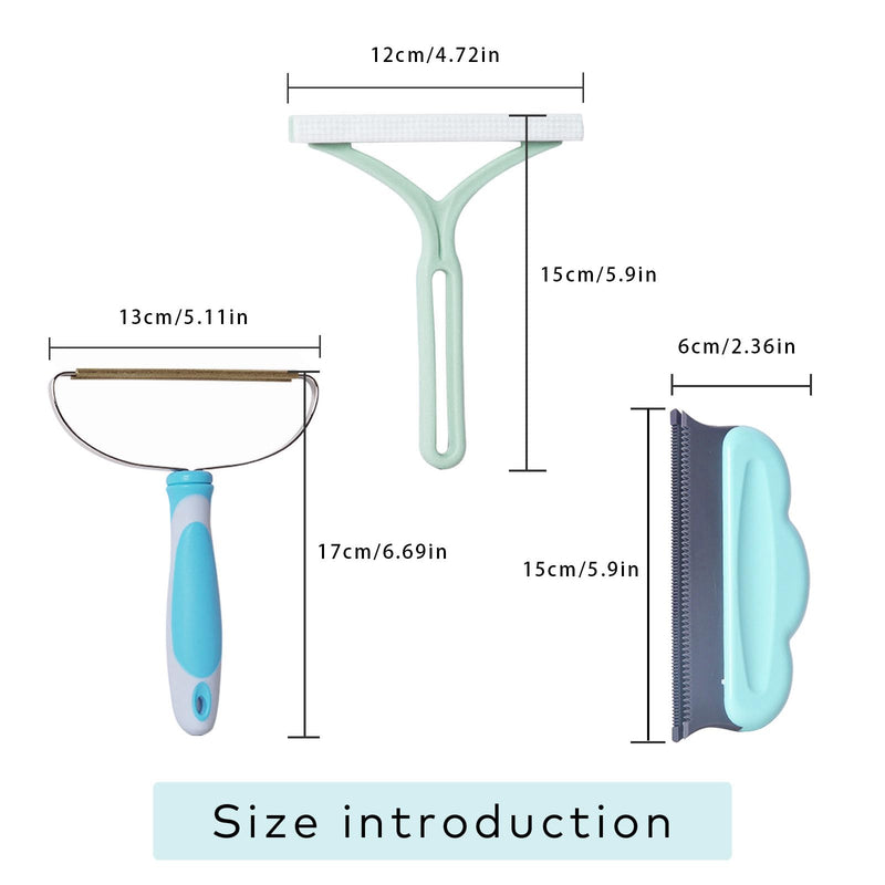 Pet Hair Remover,Pet Hair Removal Tool,3 Pack Dog and Cat Hair Remover Furniture, Reusable Short Handle Removal Tool for Car, Carpet Rake for Carpet,Fur Scraper Brush Mini for Couch - PawsPlanet Australia