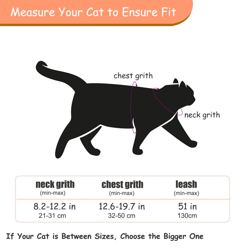 Cat Harness and Leash Set for Walking Lightweight Escape Proof Kitten Vest Harness Soft Fit for Cat Puppy Rabbits Easy Control (Grey Black, M(Chest:12.5''-19'', Neck:8''-12'')) M(chest:12.5''-19'', neck:8''-12'') Grey Black - PawsPlanet Australia