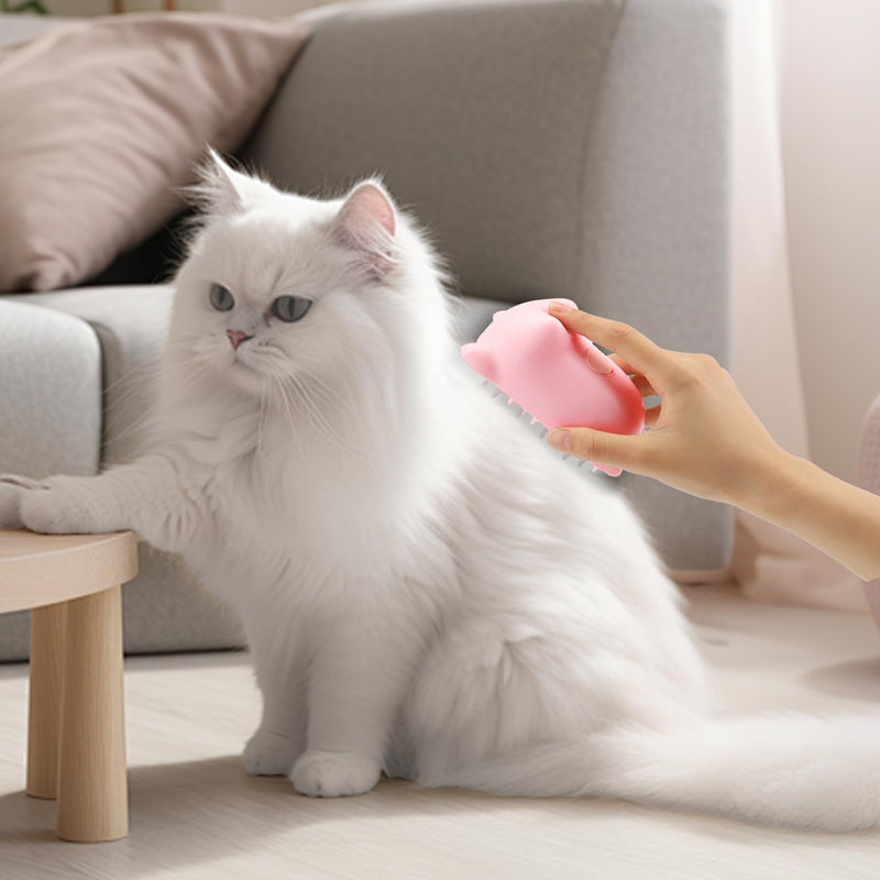 Cat Steam Brush, 3 in 1 Cat Steamy Brush for Shedding Grooming Brush With Steam, Rechargeable Silicone Pet Brush for Cat Dog Shedding, Massage, and Clean Comb -Pink Pink - PawsPlanet Australia