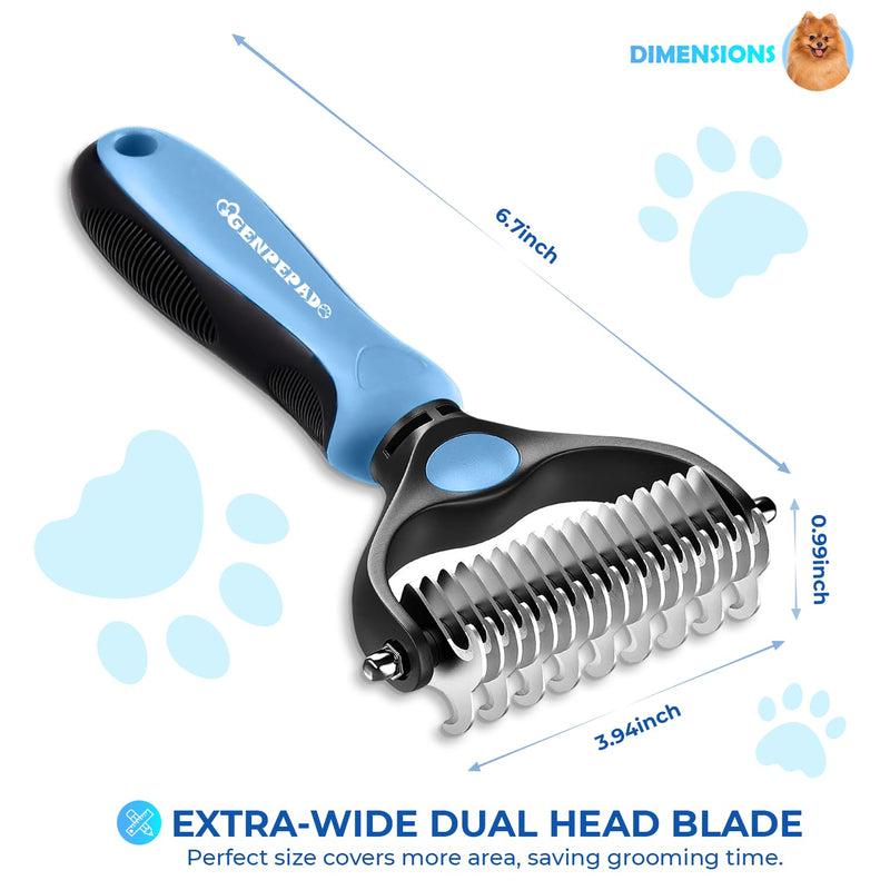 Undercoat Rake for Dogs & Cats, Dematting Comb with Extra Wide Double-Sided Stainless Steel Teeth for Detangling, Deshedding, Brushing, Thinning & Removing Shed Fur, Knots, Mats, and Tangles in Pets - PawsPlanet Australia