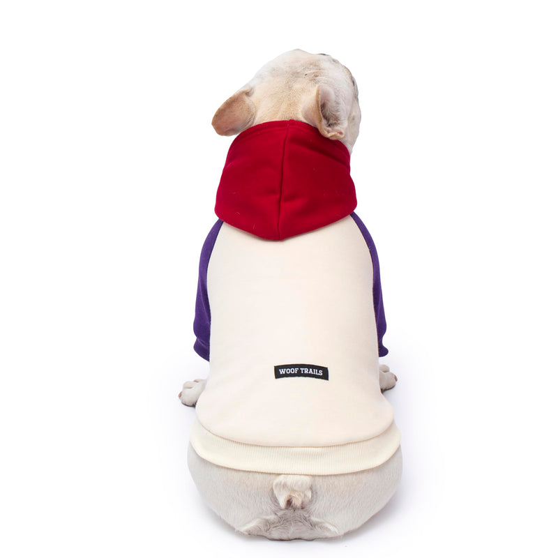 Color Block Dog Hoodie Dog Clothes Extra Warm Fleece Lining Stretchy Fit for Small Medium Large Dogs (Purple Cream, XX-Large) 2XL(Chest:26",Back:19") Purple Cream - PawsPlanet Australia