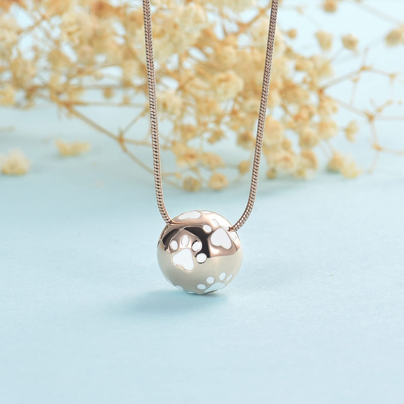 Paw Print Urn Cremation Necklace for Ashes Dog Cat Pet Paw Print Animal Keepsake Memorial Charm Pendant Necklace for Men Women Rose gold - PawsPlanet Australia